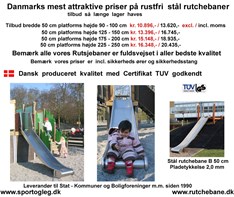 Danmarks mest attraktive priser på rustfri stålrutchebaner Bredde 50 cm